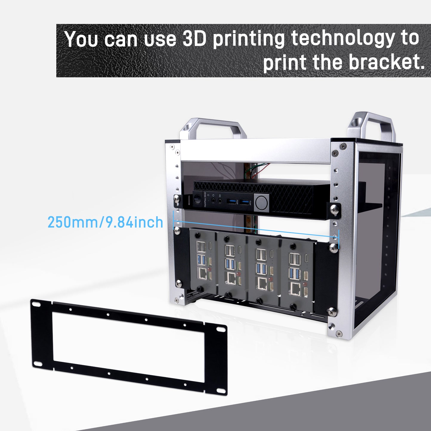 DeskPi Rackmate Accessories 10 inch 2U Rack Mount For DIY Project, supports Installation of T0/T1/T2