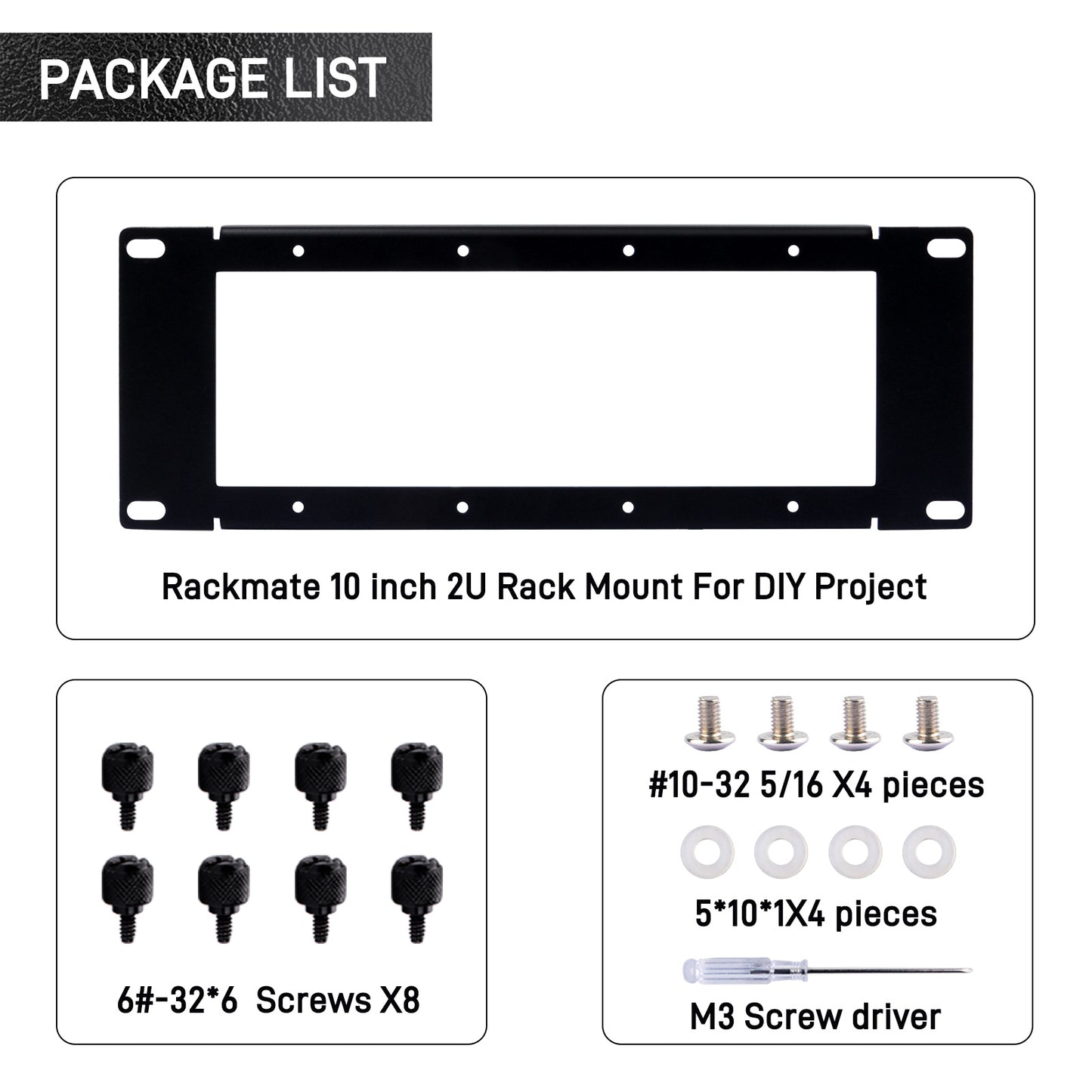 DeskPi Rackmate Accessories 10 inch 2U Rack Mount For DIY Project, supports Installation of T0/T1/T2