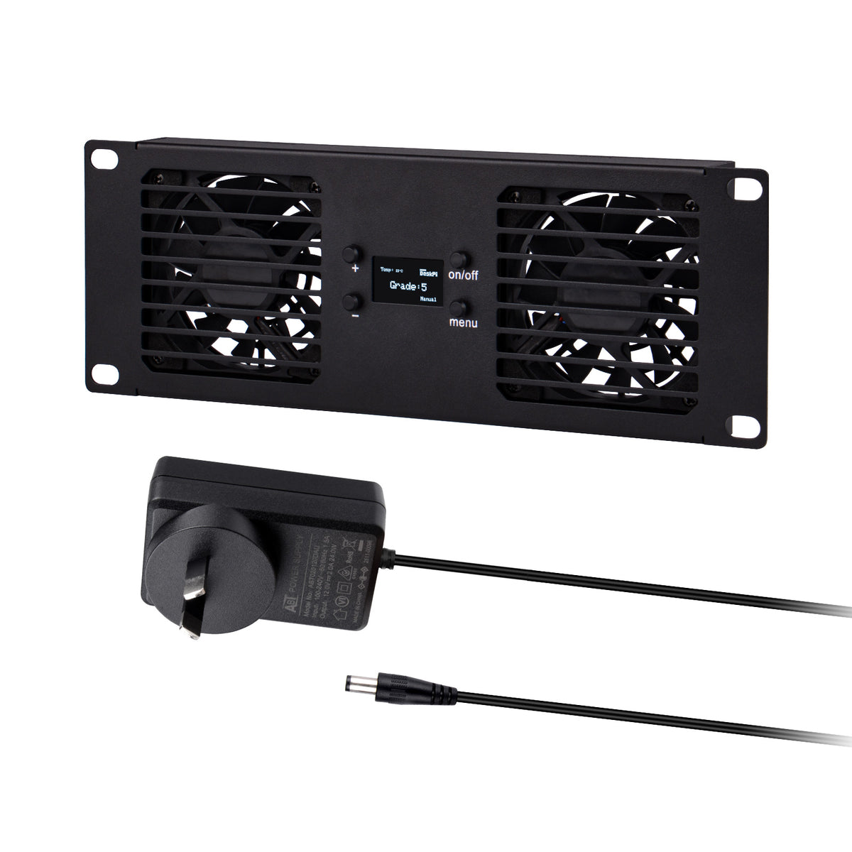 DeskPi RackMate Accessories 10-Inch 2U Dual Cooling Fan Panel for T0/T0-Plus / T1 /T1-Plus / T2 / TL1 Server Cabinets