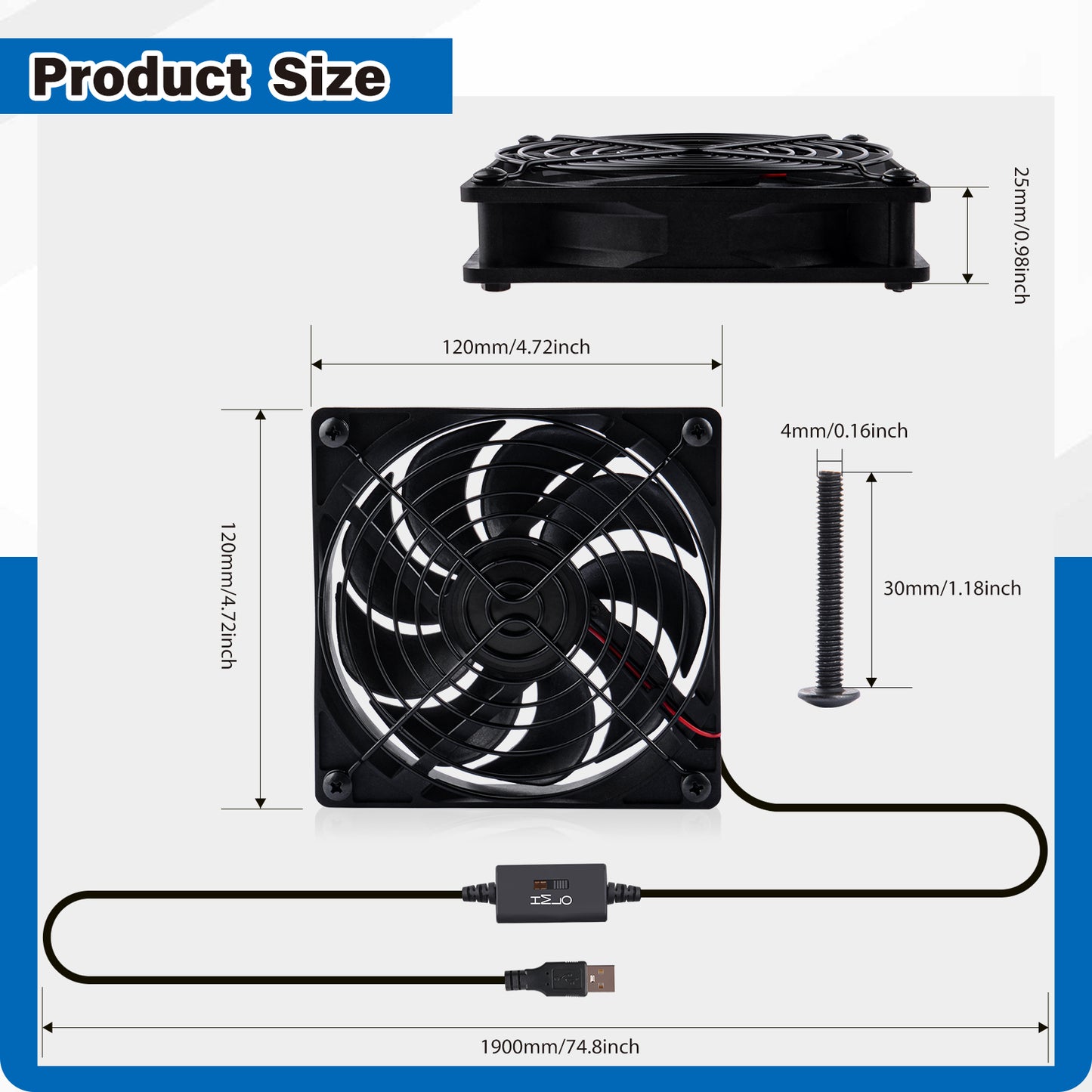 DeskPi RackMate Accessories DC 12V Cooling Fan for T0/T1/T2 Server Cabinet