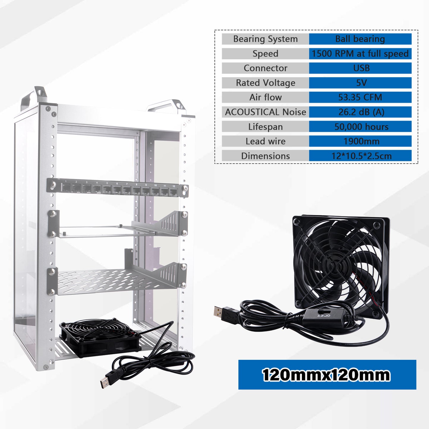 DeskPi RackMate Accessories DC 12V Cooling Fan for T0/T1/T2 Server Cabinet