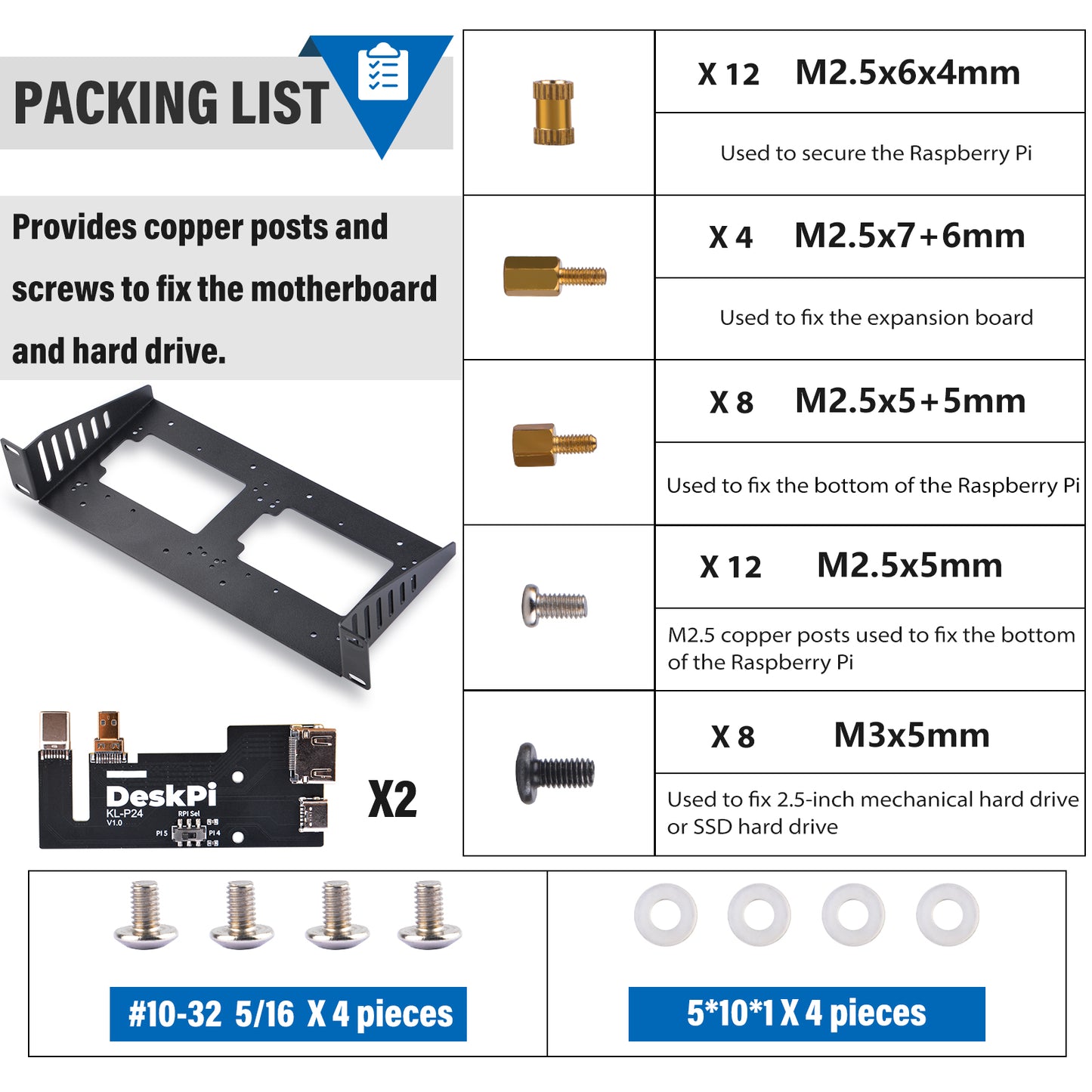 DeskPi 2pcs KL-P24 Micro HDMI to HDMI Adapter Board, with SBC Shelf 10 inch 1U Rack for Raspberry Pi 5 / Pi 4B