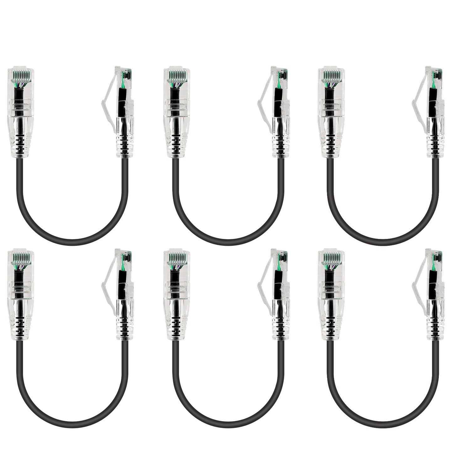 6-Pack 3.8mm*0.2m Barrier-free Short Shielded Cat6A Ethernet Cable -- Colorful