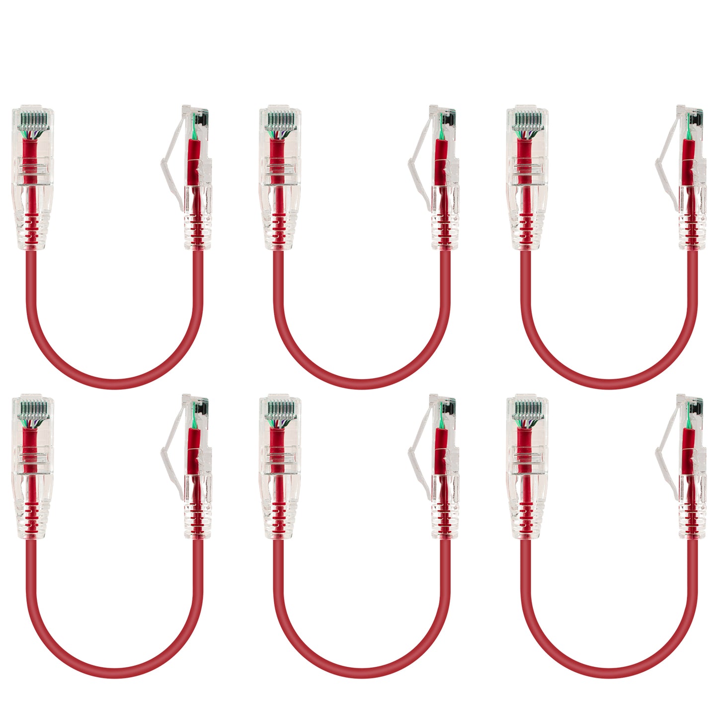 6-Pack 3.8mm*0.2m Barrier-free Short Shielded Cat6A Ethernet Cable -- Colorful