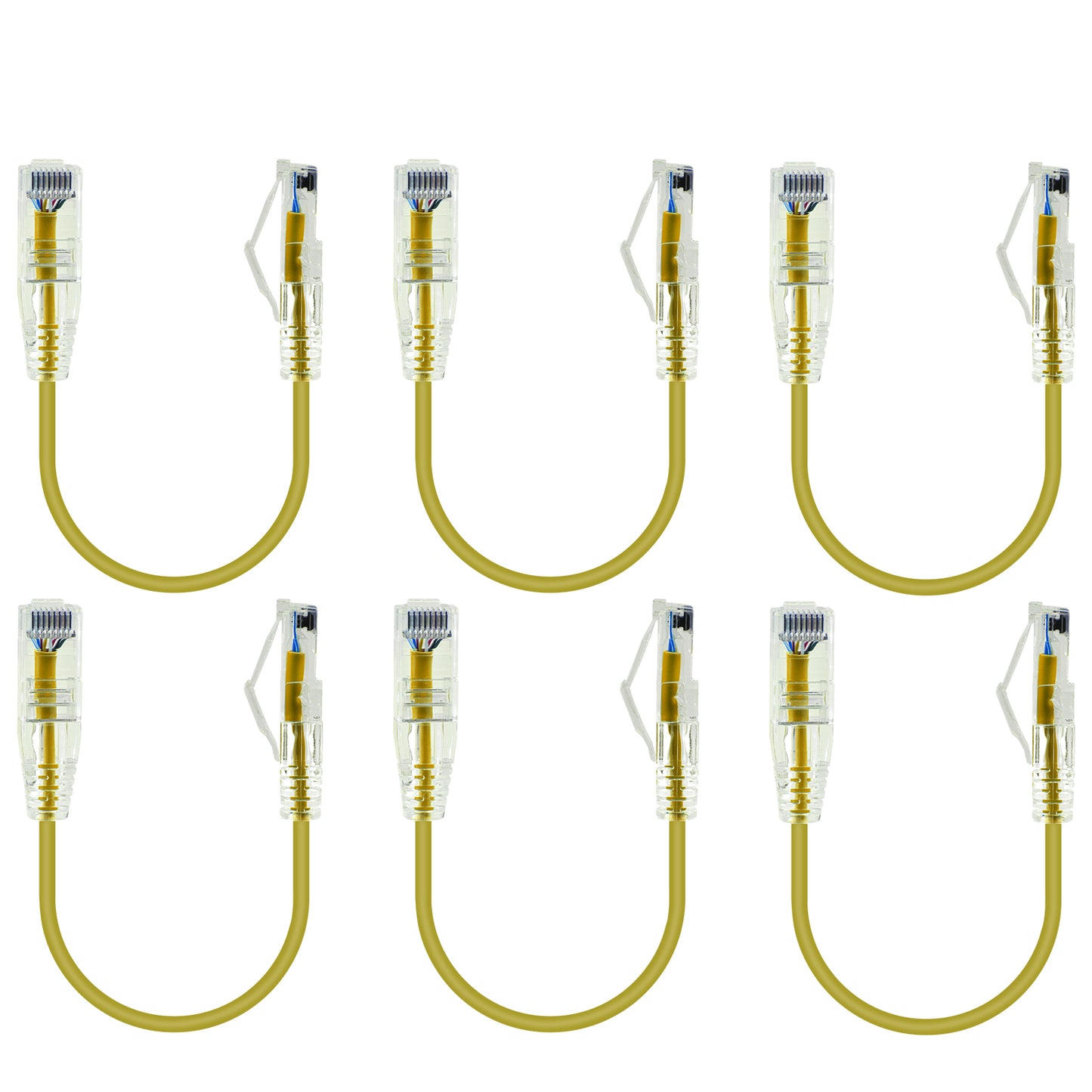 6-Pack 3.8mm*0.2m Barrier-free Short Shielded Cat6A Ethernet Cable -- Colorful