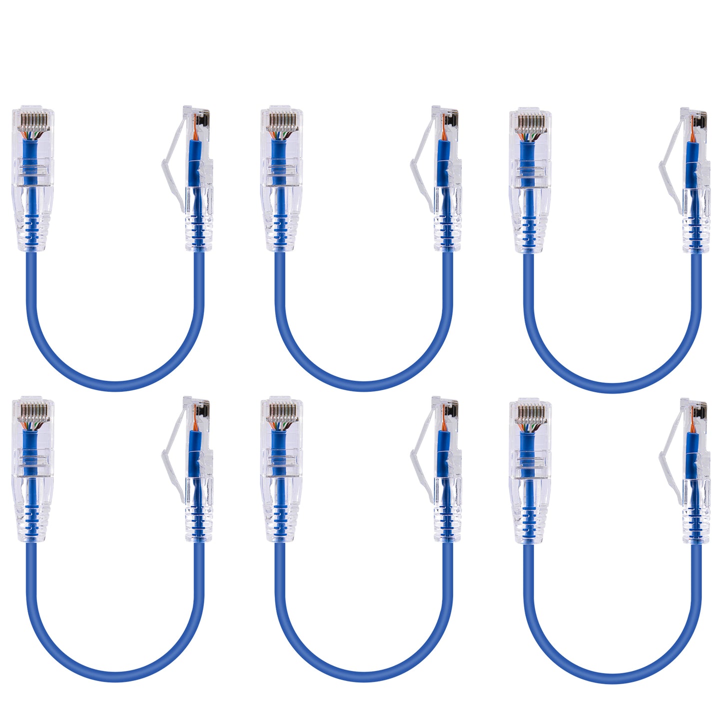 6-Pack 3.8mm*0.2m Barrier-free Short Shielded Cat6A Ethernet Cable -- Colorful