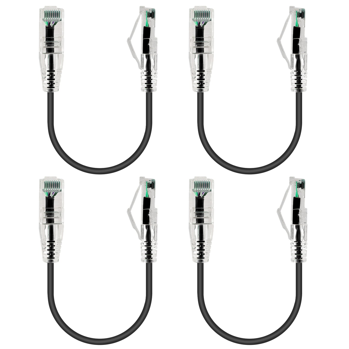 6-Pack 3.8mm*0.2m Barrier-free Short Shielded Cat6A Ethernet Cable -- Colorful
