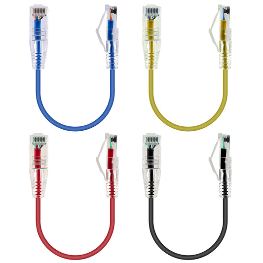 6-Pack 3.8mm*0.2m Barrier-free Short Shielded Cat6A Ethernet Cable -- Colorful