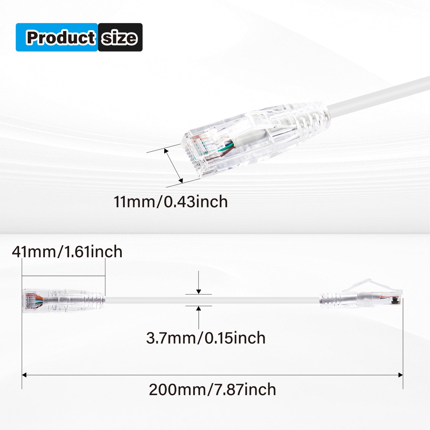 4-Pack 3.8mm*0.2m Snagless Short Shielded Cat6A Ethernet Cable