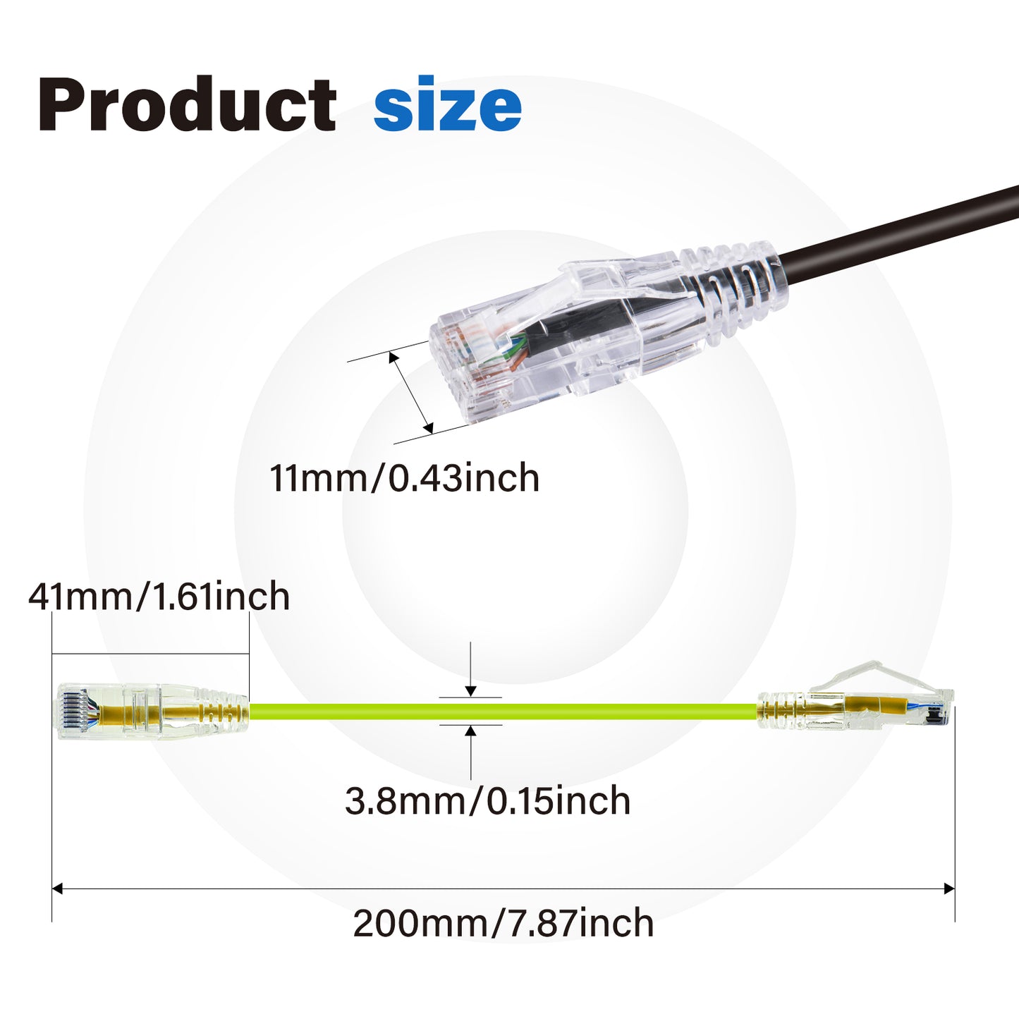 6-Pack 3.8mm*0.2m Barrier-free Short Shielded Cat6A Ethernet Cable -- Colorful