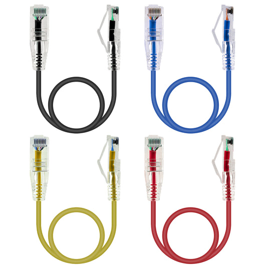 4-Pack 3.8mm*0.5m Barrier-free Short Shielded Cat6A Ethernet Cable -- Multiple Color Options