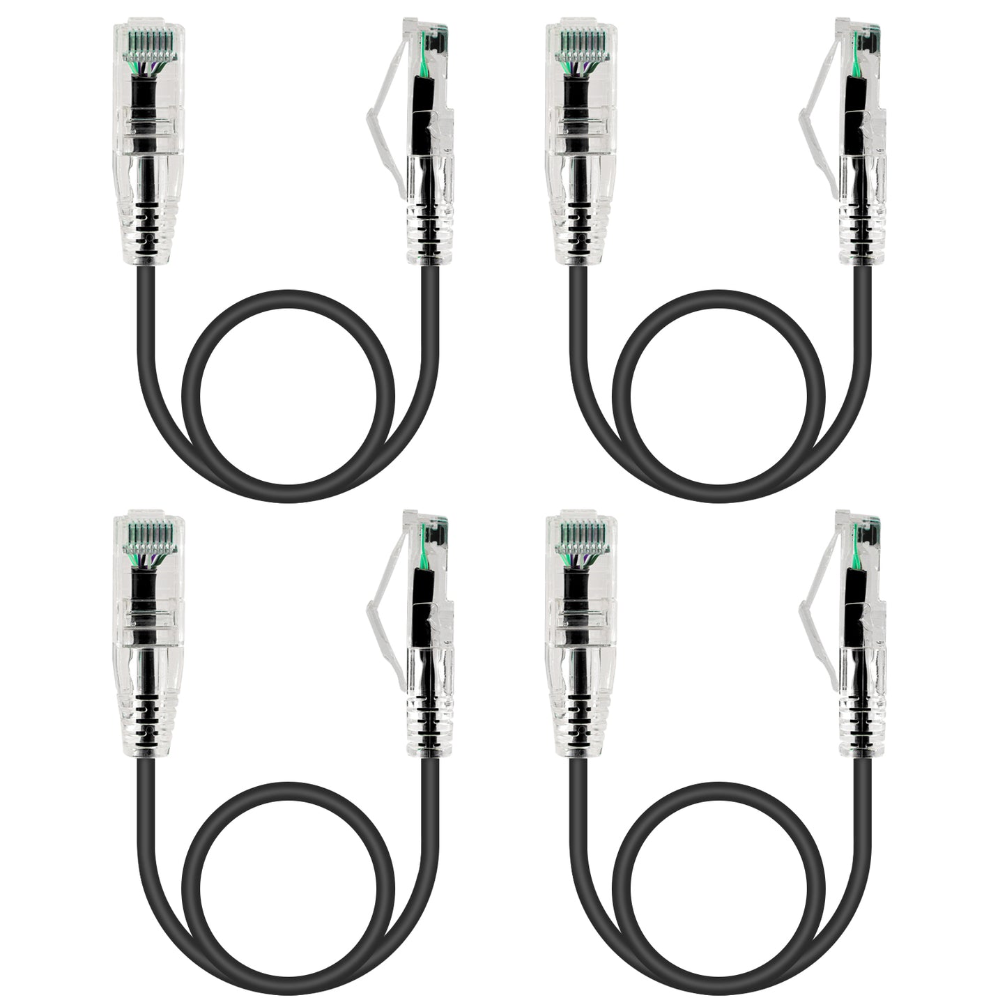 4-Pack 3.8mm*0.5m Barrier-free Short Shielded Cat6A Ethernet Cable -- Multiple Color Options