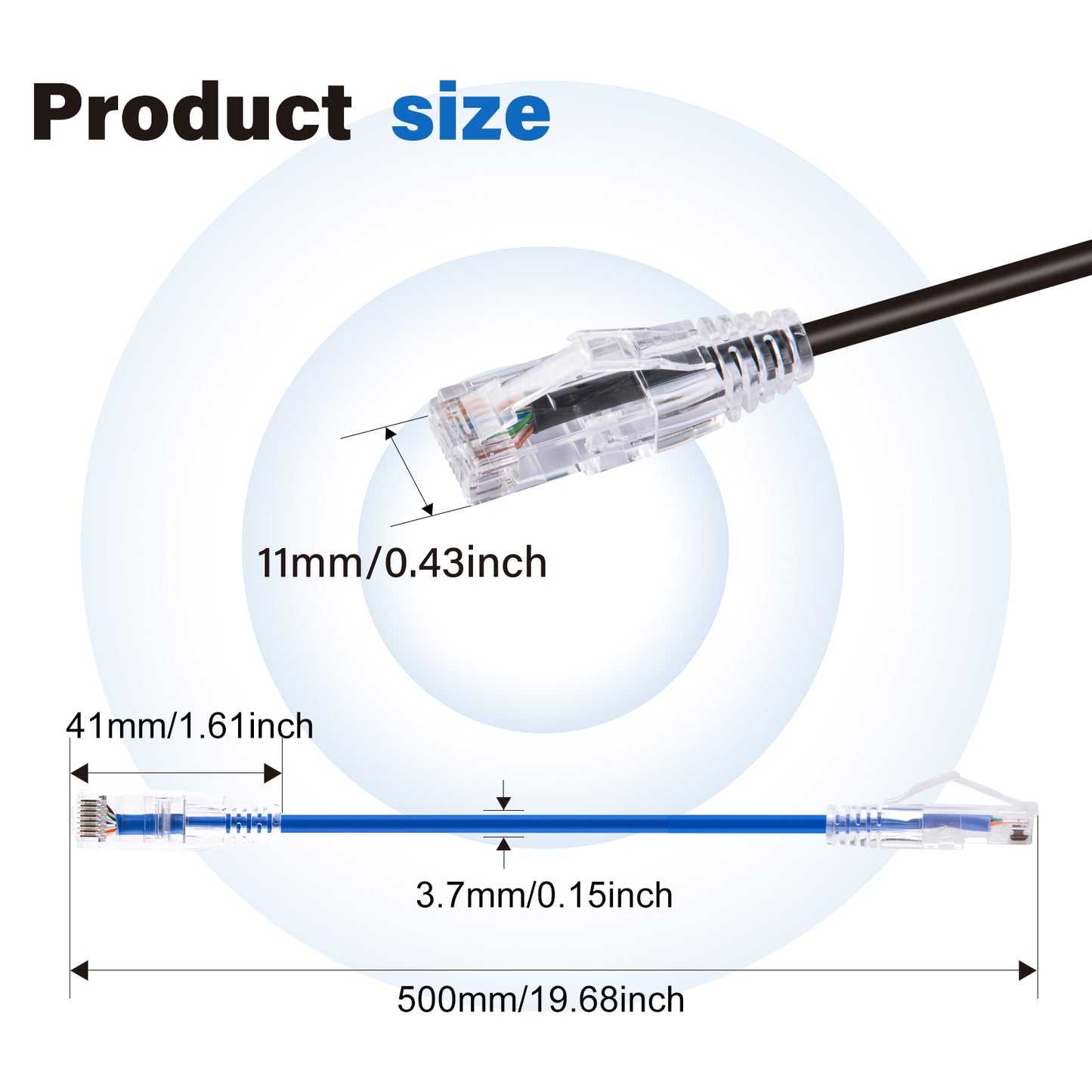 4-Pack 3.8mm*0.5m Barrier-free Short Shielded Cat6A Ethernet Cable -- Multiple Color Options