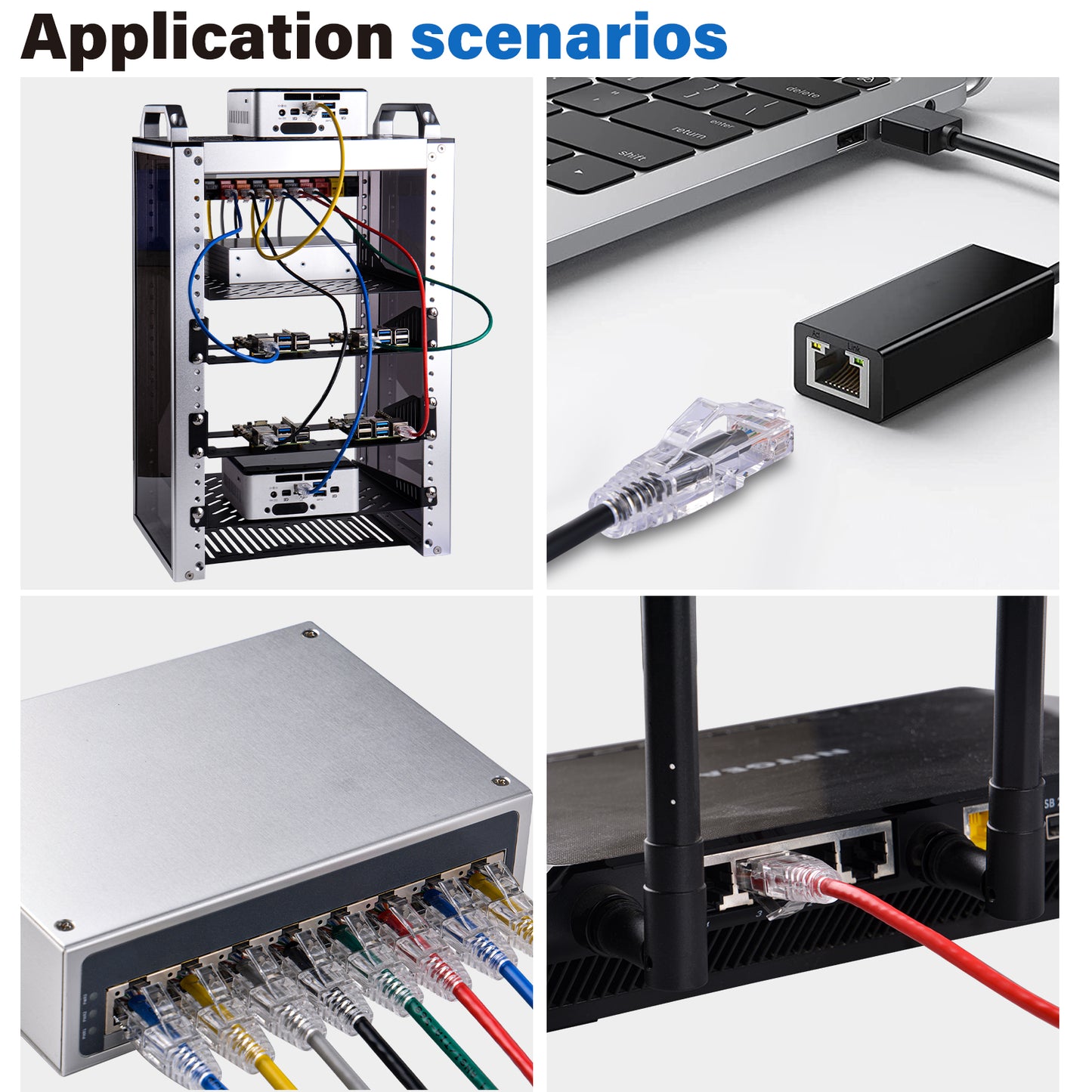 4-Pack 3.8mm*0.5m Barrier-free Short Shielded Cat6A Ethernet Cable -- Multiple Color Options