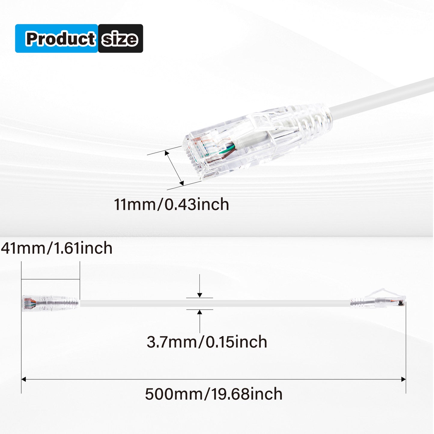 4-Pack 3.8mm*0.5m Snagless Short Shielded Cat6A Ethernet Cable