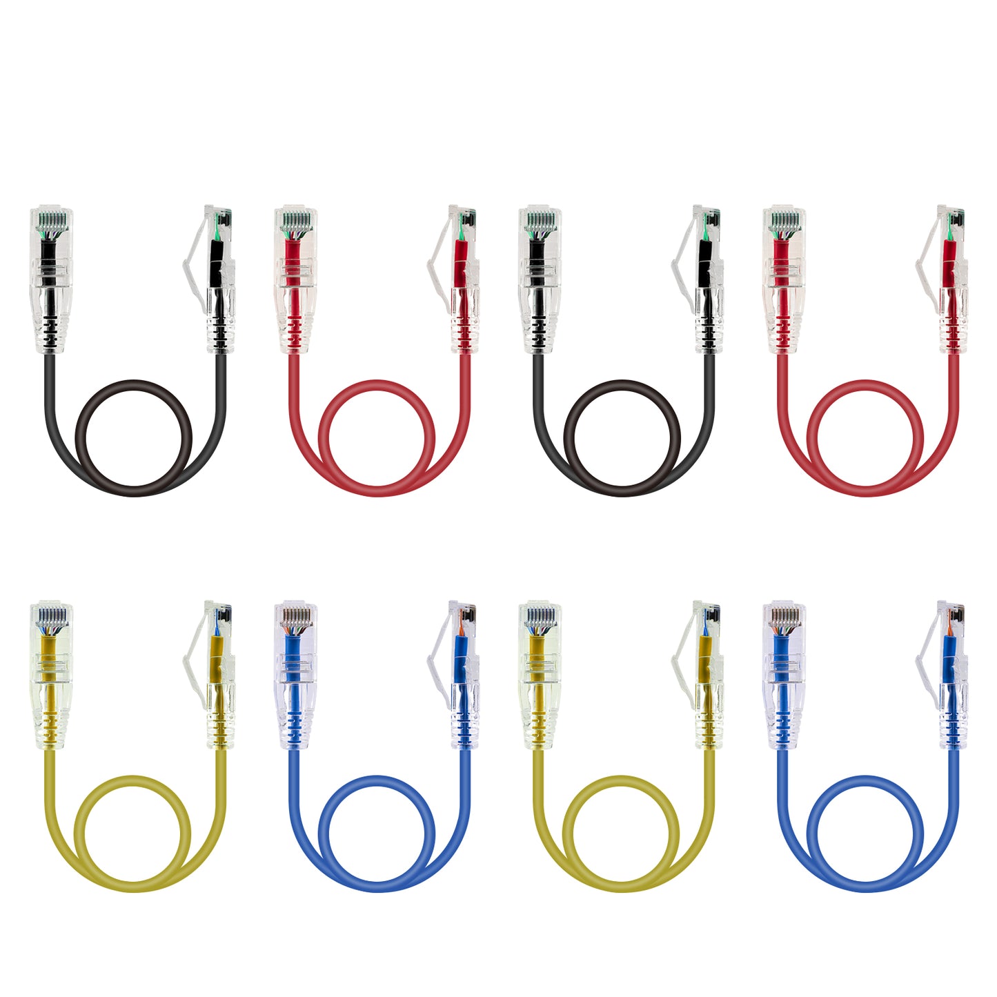 4-Pack 3.8mm*0.5m Barrier-free Short Shielded Cat6A Ethernet Cable -- Multiple Color Options