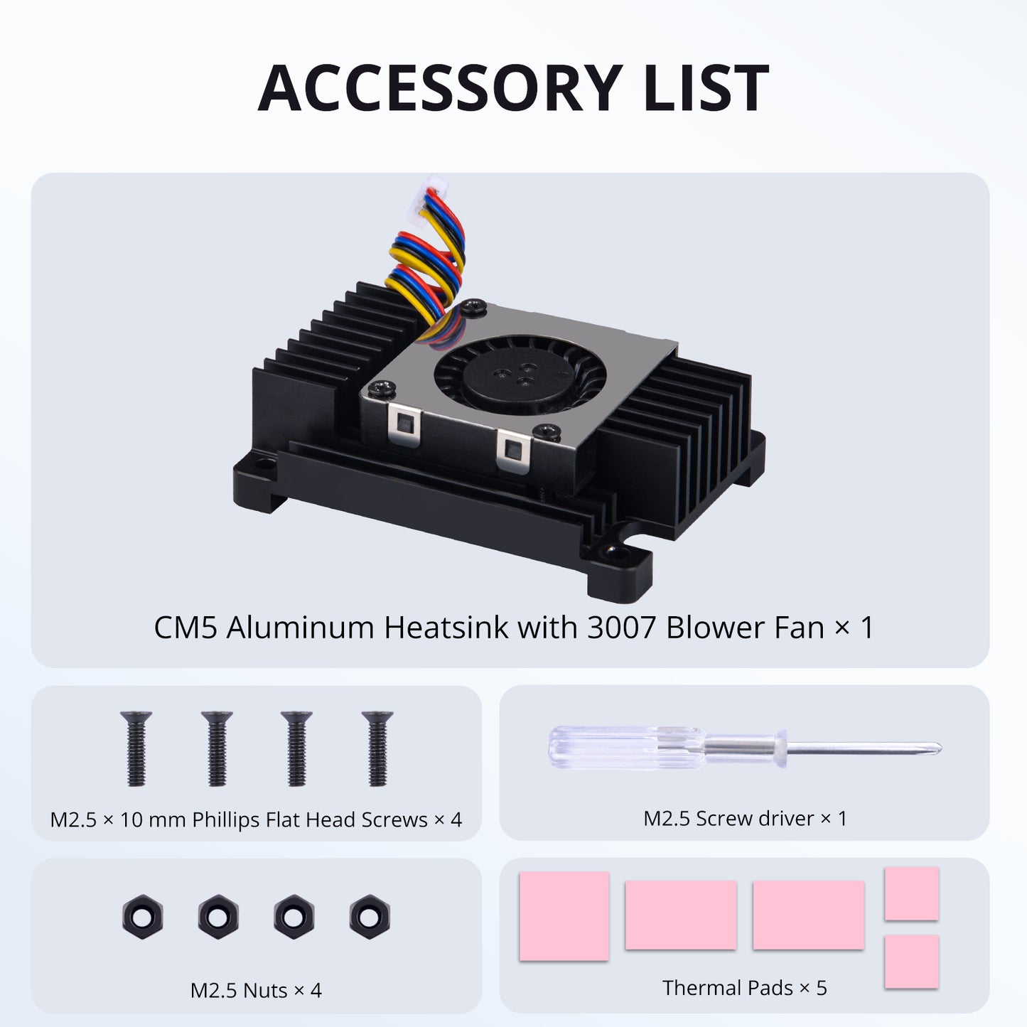 DeskPi Aluminum Alloy Heatsink with 3007 Blower Fan for Raspberry Pi CM5, Dual Cooling for Raspberry Pi Compute Module 5