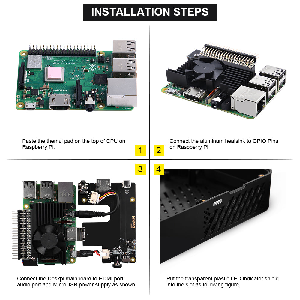 New! DeskPi Lite for Raspberry Pi 3B/3B+, With Power Button/ Heatsink –  DeskPi Store