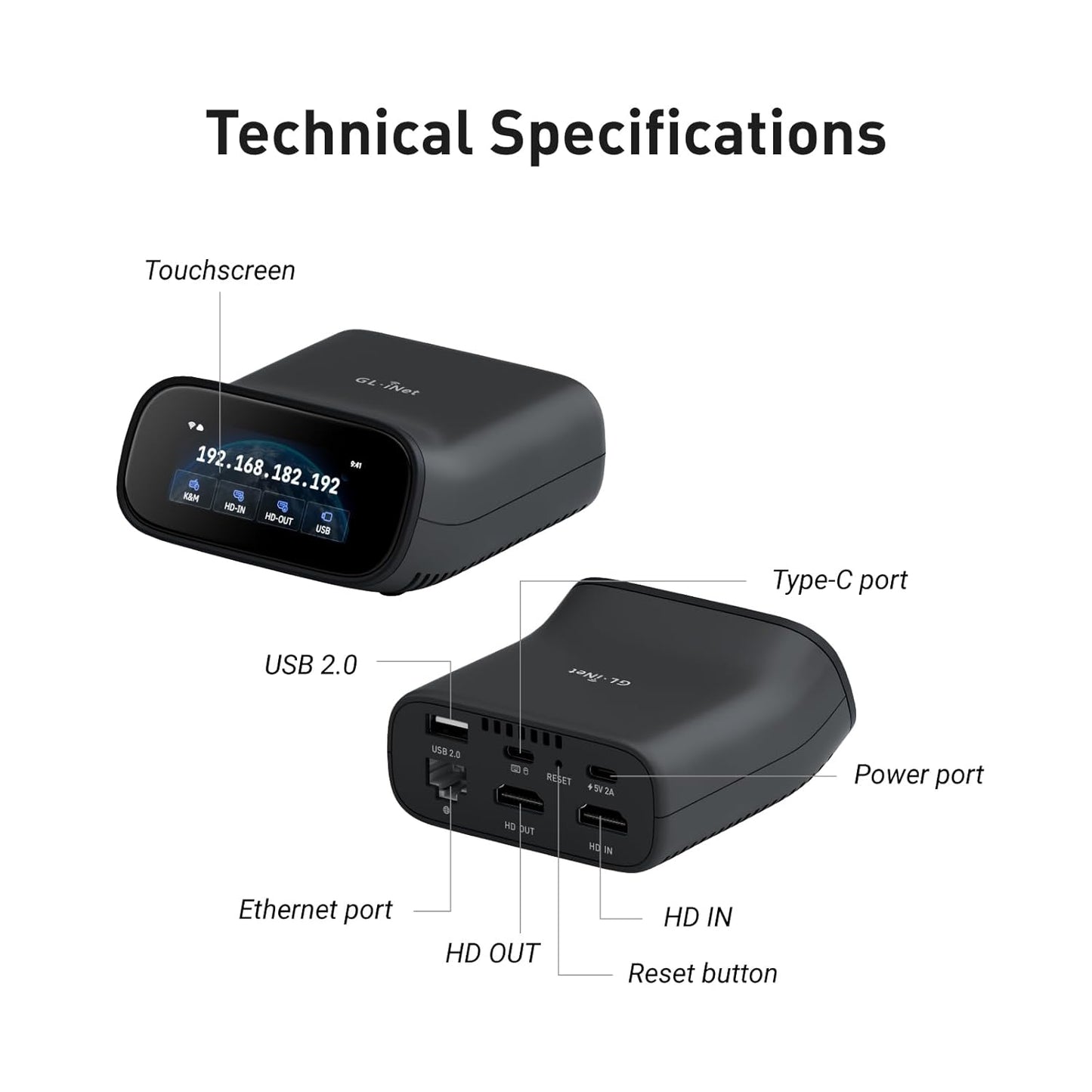 GL-RM10 Comet Pro Remote, Dual-Band Wi-Fi 6 Desktop KVM Device, 32GB eMMC, Tailscale Support Remote Access and ATX/fingerbot