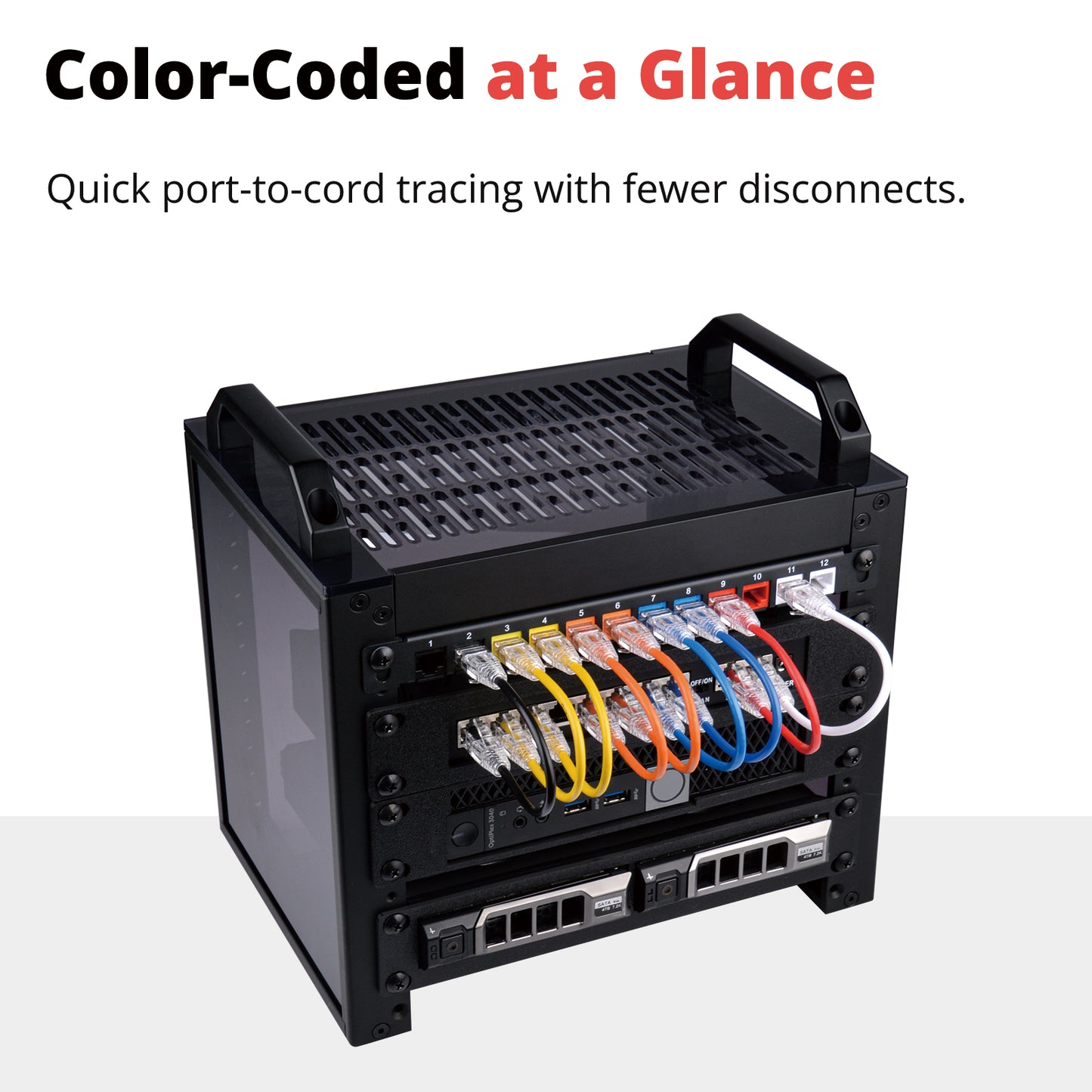 DeskPi 12 Pack Cat6A RJ45 Keystone Jack Insert with 0.2m Network Cable, Color-Coded Patch Management Kit