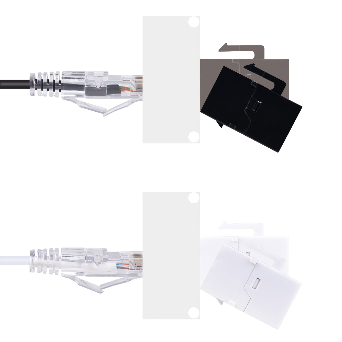 DeskPi Keystone Cable Management Kit, 12 Pack Cat6A RJ45 Keystone Jack Insert with 0.2m Network Cable
