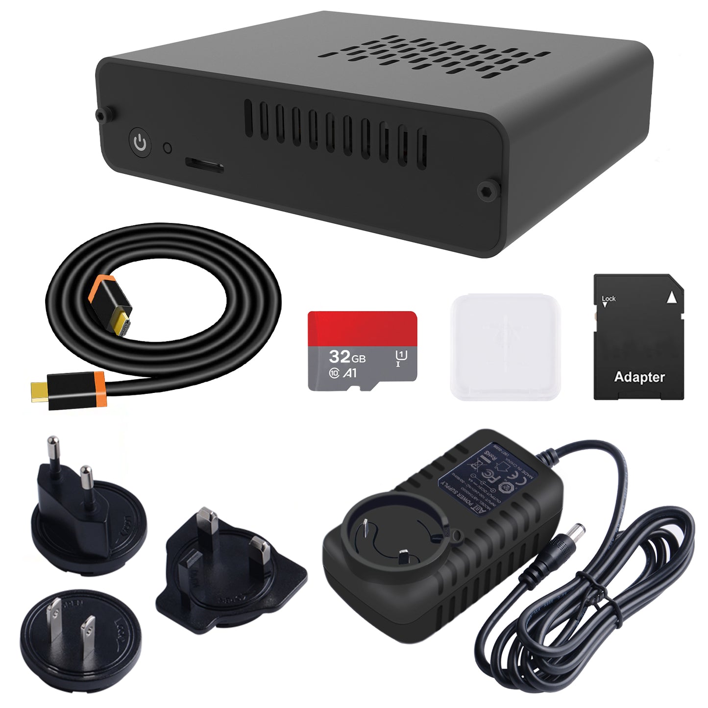 DeskPi Nano Kit with Cooling Fan Heatsink & 5V 4A Power Supply &  32GB Card & 4K HDMI Cable