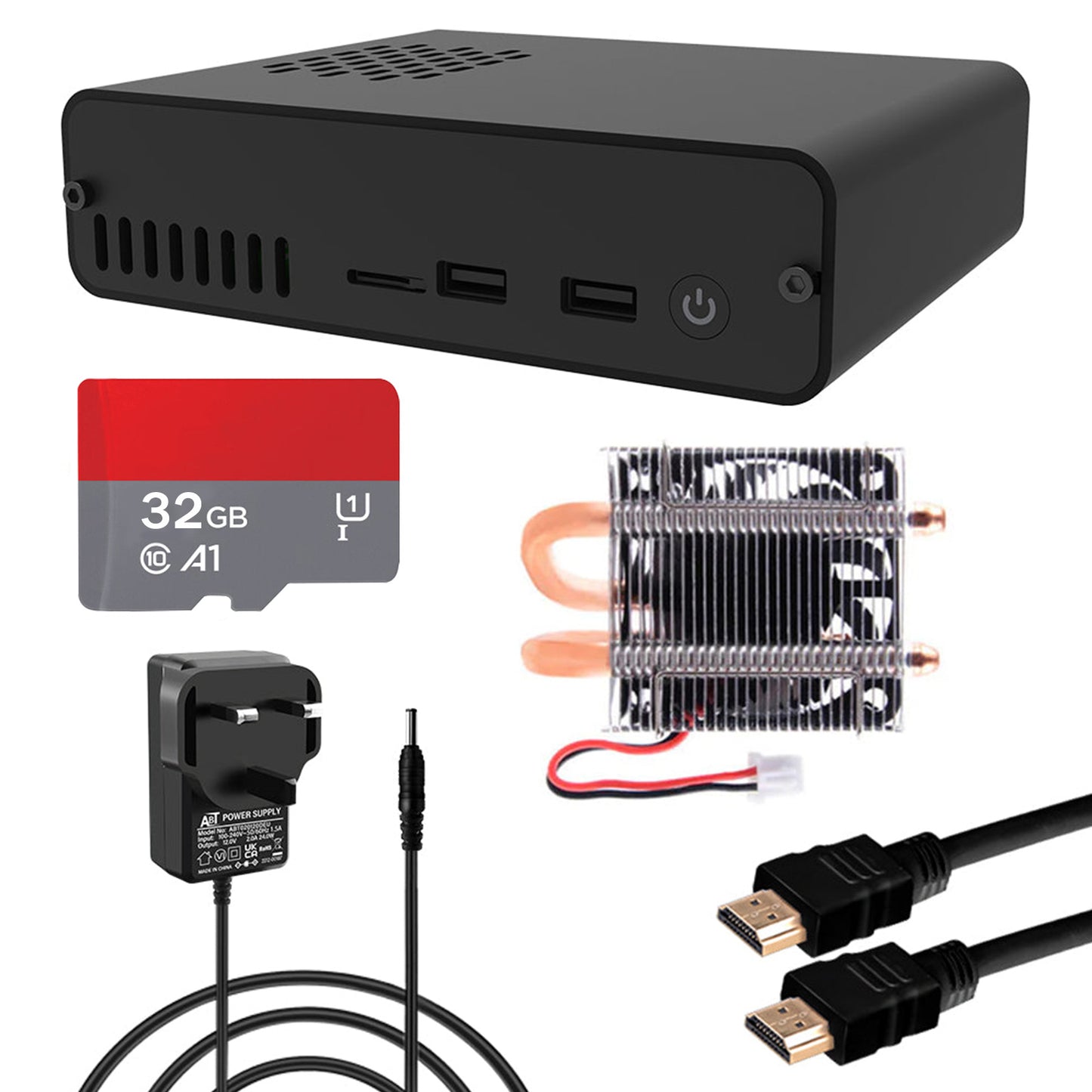 DeskPi Pro Set-top Box with Accessaries Kit for Raspberry Pi 4, with Power Button/Heatsink with PWM Fan,32GB Card