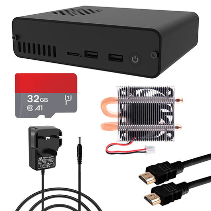 DeskPi Pro Set-top Box with Accessaries Kit for Raspberry Pi 4, with Power Button/Heatsink with PWM Fan,32GB Card