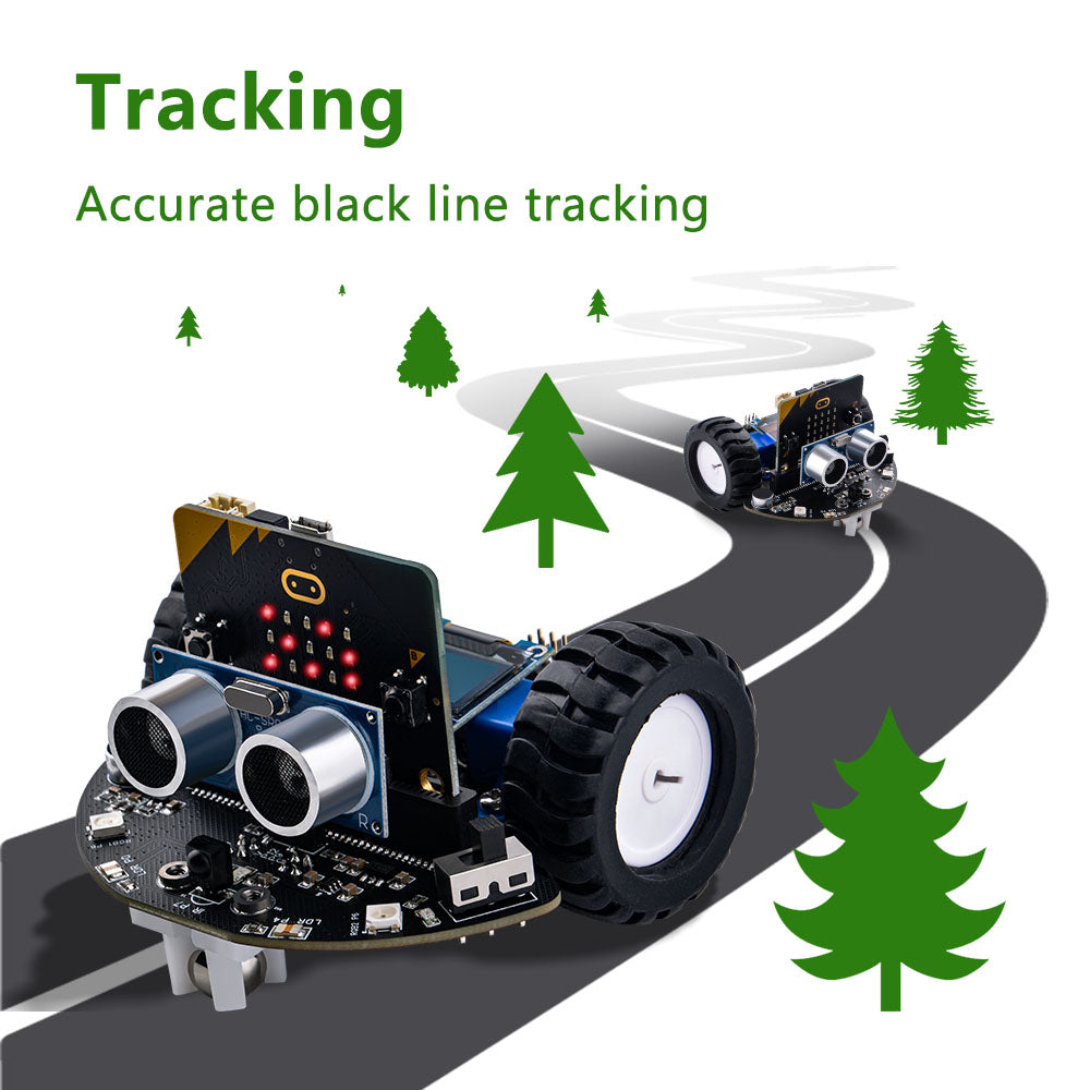 DeskPi MicroCar Compatible with Micro Bit V2, DIY Coding Robot Car Kit for STEM Educational Project (Without Micro:bit)