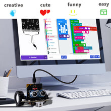 Load image into Gallery viewer, DeskPi MicroCar Compatible with Micro Bit V2, DIY Coding Robot Car Kit for STEM Educational Project (Without Micro:bit)

