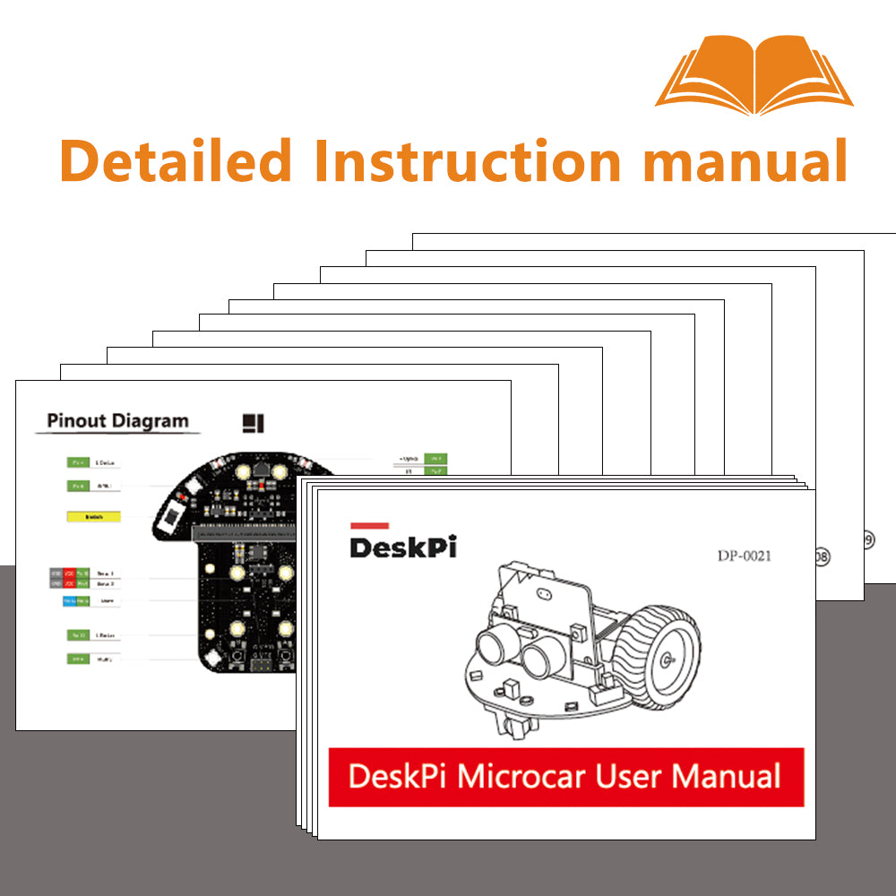 DeskPi MicroCar Compatible with Micro Bit V2, DIY Coding Robot Car Kit for STEM Educational Project (Without Micro:bit)