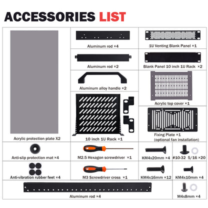 DeskPi RackMate T1 Light Version, 10 Inch Black 8U Server Cabinet for Network, Servers, Audio and Video Equipment