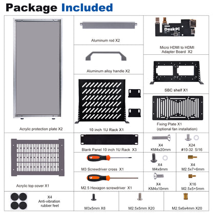 DeskPi RackMate T1 Rackmount, 10 Inch 8U Server Cabinet for Network, Servers, Audio, and Video Equipment