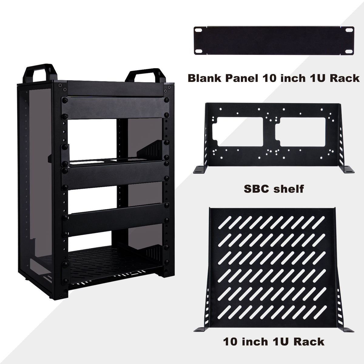 10 Inch Server Rack Unit DeskPi RackMate T1-Black Rackmount, 10 Inch 8U Server Cabinet for Netw ...