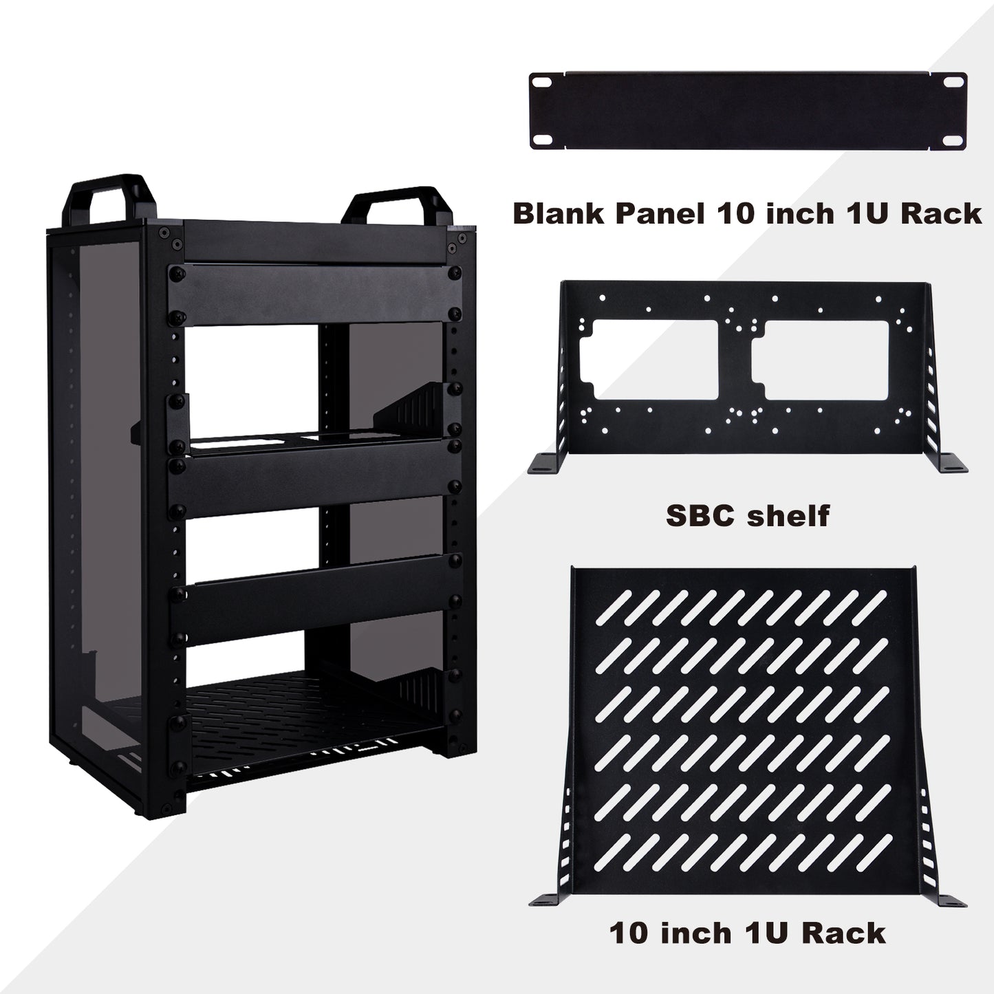 DeskPi RackMate T1-Black Rackmount, 10 Inch 8U Server Cabinet for Network, Servers, Audio and Video Equipment
