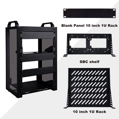 DeskPi RackMate T1-Black Rackmount, 10 Inch 8U Server Cabinet for Network, Servers, Audio and Video Equipment
