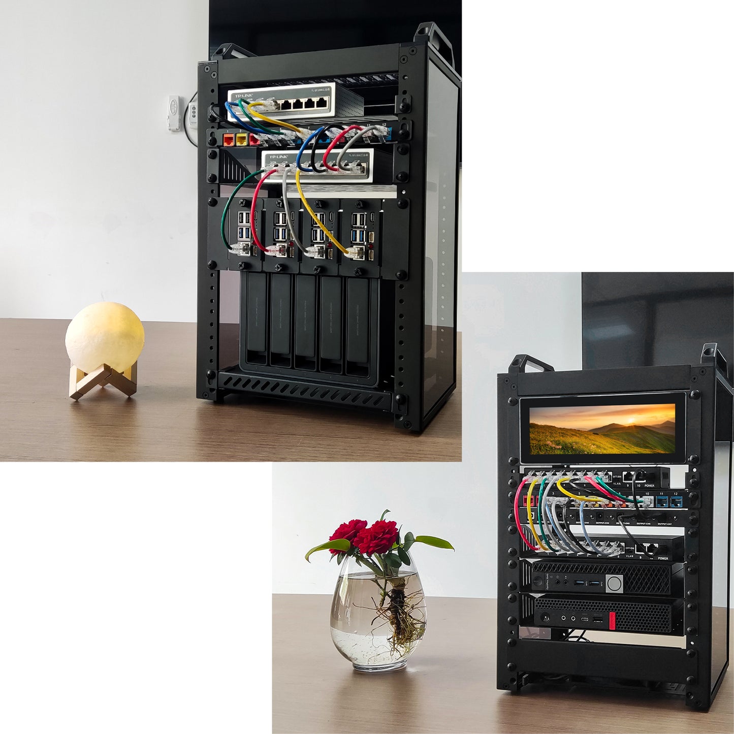DeskPi RackMate T1-Black Rackmount, 10 Inch 8U Server Cabinet for Network, Servers, Audio and Video Equipment