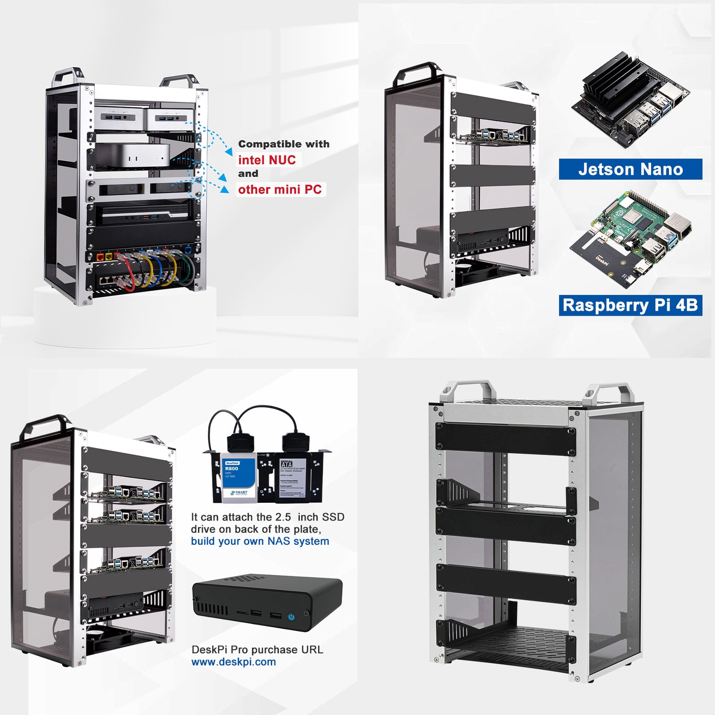DeskPi RackMate T1 Rackmount, 10 Inch 8U Server Cabinet for Network, Servers, Audio, and Video Equipment