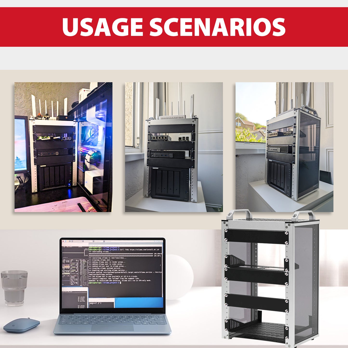 DeskPi RackMate T1 Rackmount, 10 Inch 8U Server Cabinet for Network, Servers, Audio, and Video Equipment