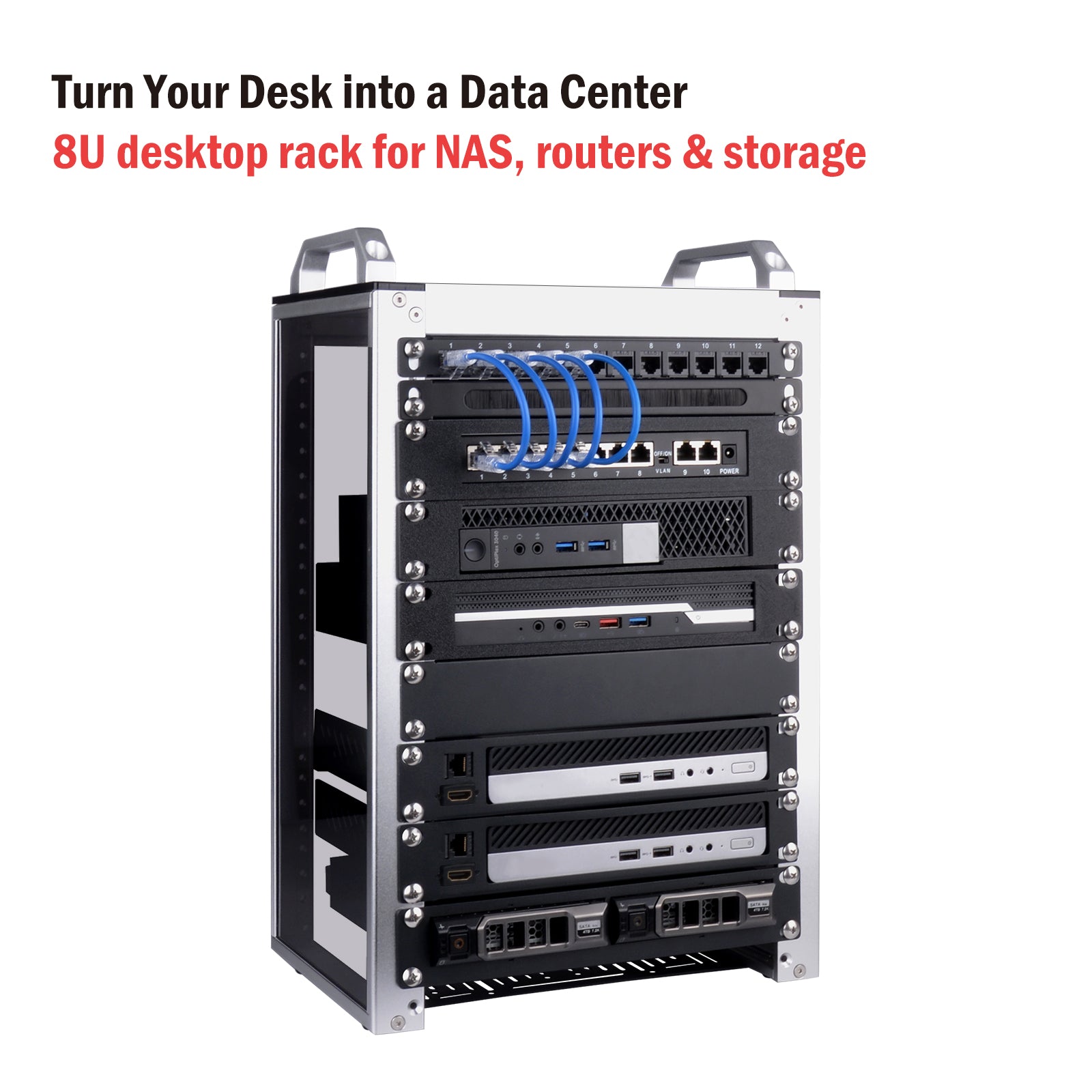 DeskPi RackMate T1 Rackmount, 10 Inch 8U Server Cabinet for