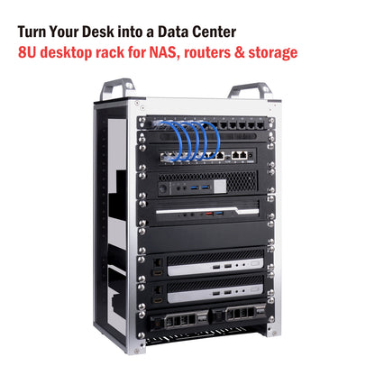 DeskPi RackMate T1 Rackmount, 10 Inch 8U Server Cabinet for Network, Servers, Audio, and Video Equipment