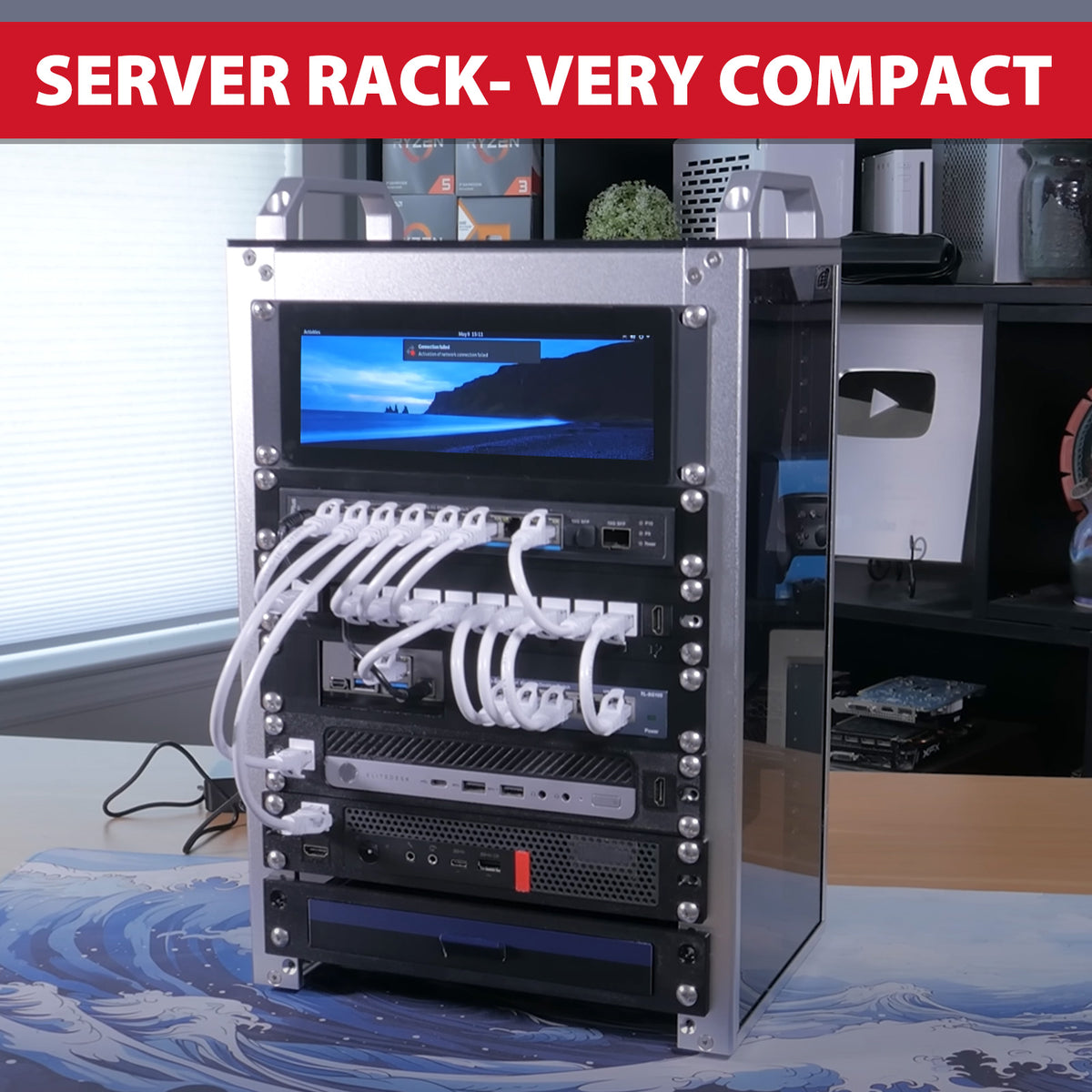 Geekpi Server Rack DeskPi RackMate T1 Rackmount, 10 Inch 8U Server Cabinet for Network, S ...