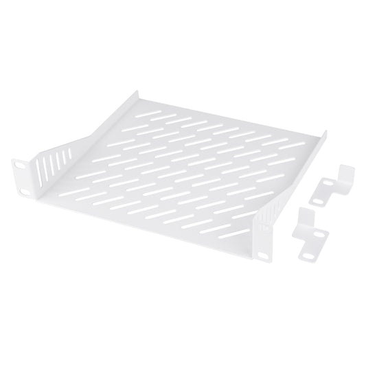 DeskPi Rackmate 1U Rack Shelf, White 10 inch Vented Rack Mount Cantilever Tray for T0/T1 Server Cabinets