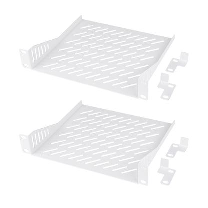 DeskPi Rackmate 1U Rack Shelf, White 10 inch Vented Rack Mount Cantilever Tray for T0/T1 Server Cabinets
