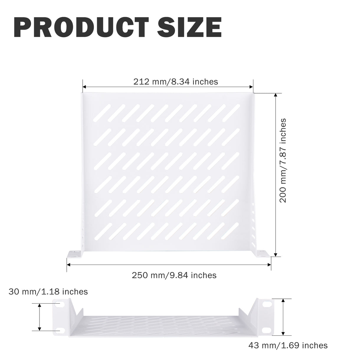 DeskPi Rackmate 1U Rack Shelf, White 10 inch Vented Rack Mount Cantilever Tray for T0/T1 Server Cabinets