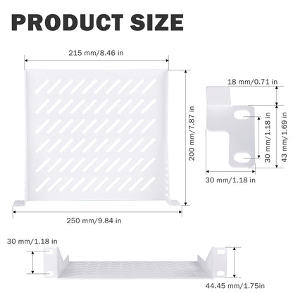 DeskPi Rackmate 1U Rack Shelf, White 10 inch Vented Rack Mount Cantilever Tray for T0/T1 Server Cabinets
