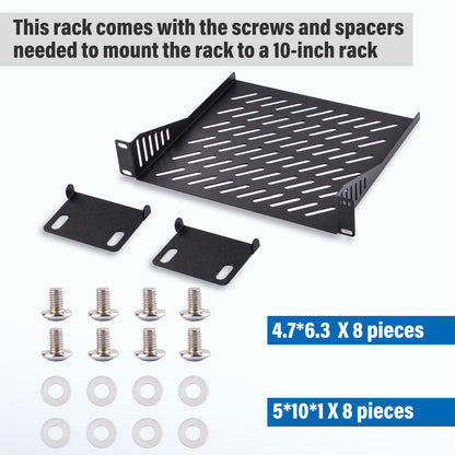 DeskPi RackMate Accessories Rack Shelf 10 inch 1U Rack for T0/T1 Server Cabinet