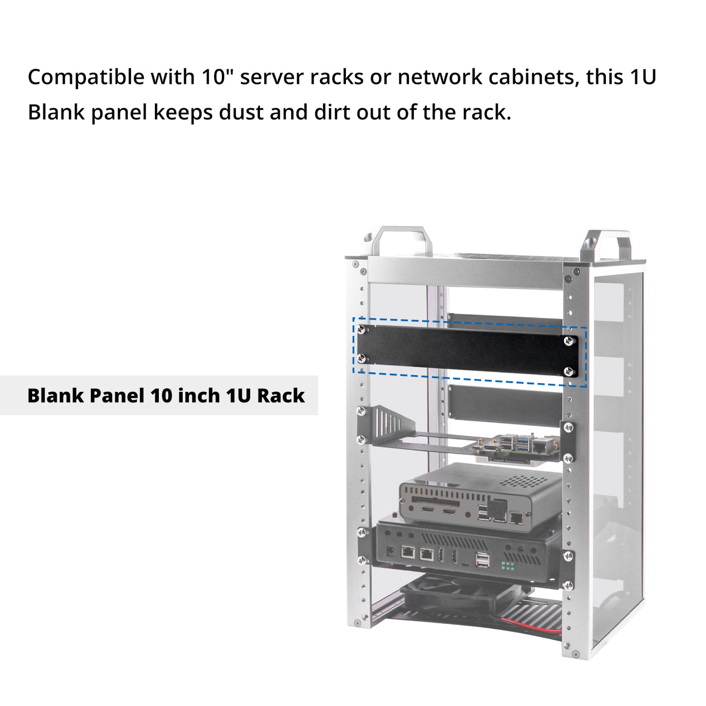 DeskPi RackMate Accessories Blank Panel 10 inch 1U Rack