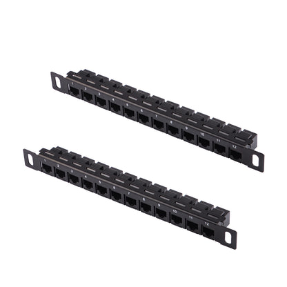 DeskPi Rackmate Accessories 12 Port Patch Panel, 10inch 0.5U CAT6 Network Patch Panel