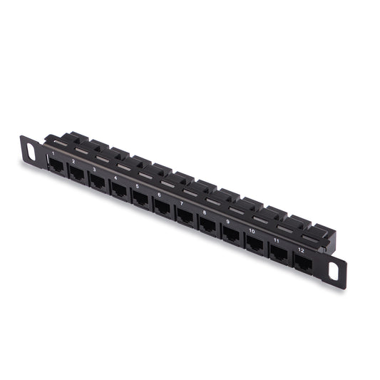 DeskPi Rackmate Accessories 12 Port Patch Panel, 10inch 0.5U CAT6 Network Patch Panel